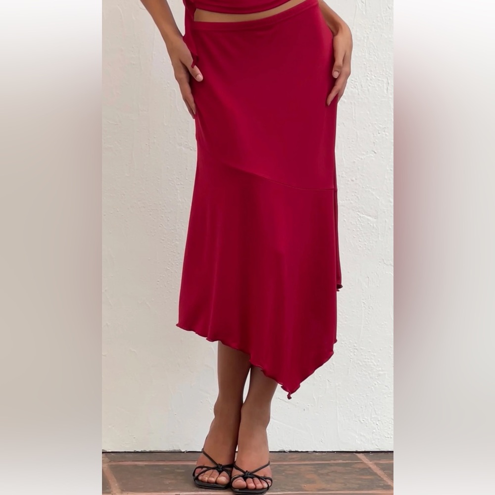 Motel Rocks Red Midi Skirt